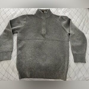Inis Meain Men's Gray Half-Zip Sweater - pls read
